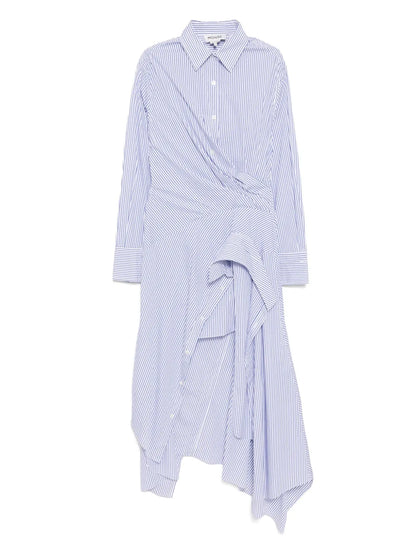 Striped Cascade Shirt Dress