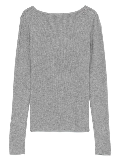 Button-Slit Knitted Top