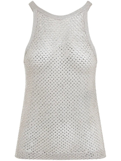 Crystal-Embroidered Racerback Tank Top