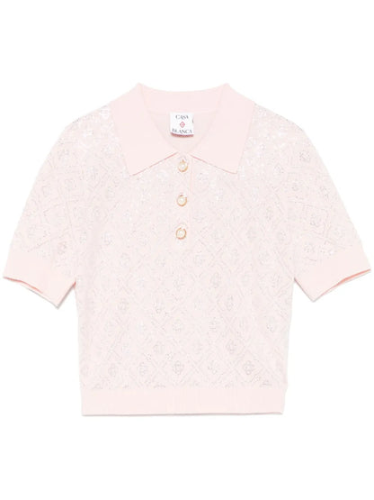 Crystal-Monogram Polo Top