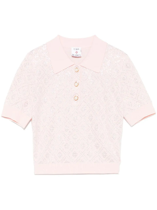 Crystal-Monogram Polo Top