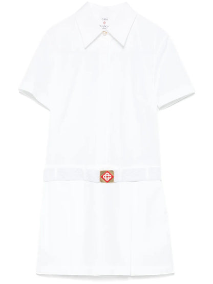 Pleated Cotton Mini Dress