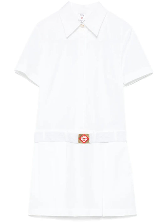 Pleated Cotton Mini Dress