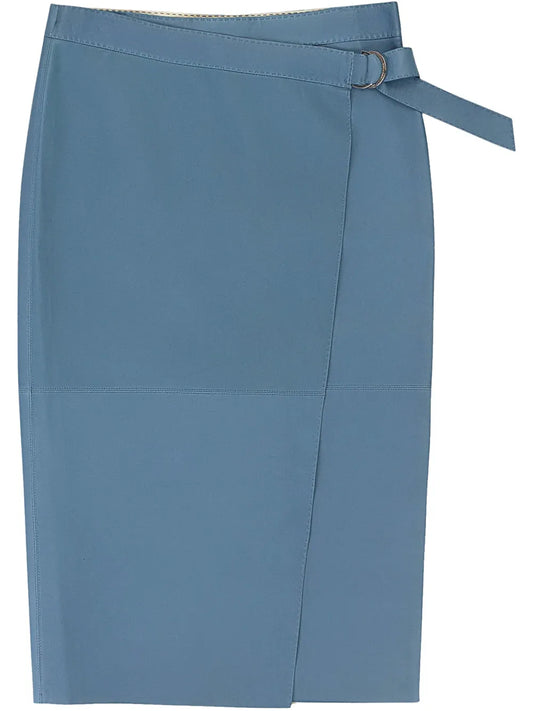 Wrap-Effect Leather Pencil Skirt