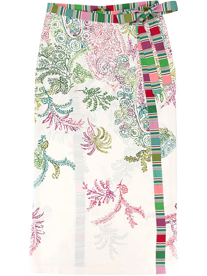 Floral-Print Tied-Waist Skirt