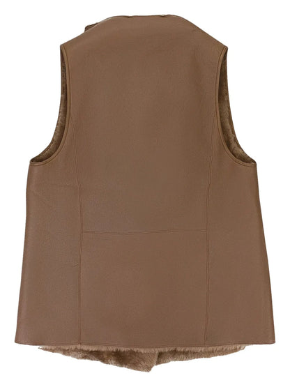 Tie-Fastening Shearling Waistcoat
