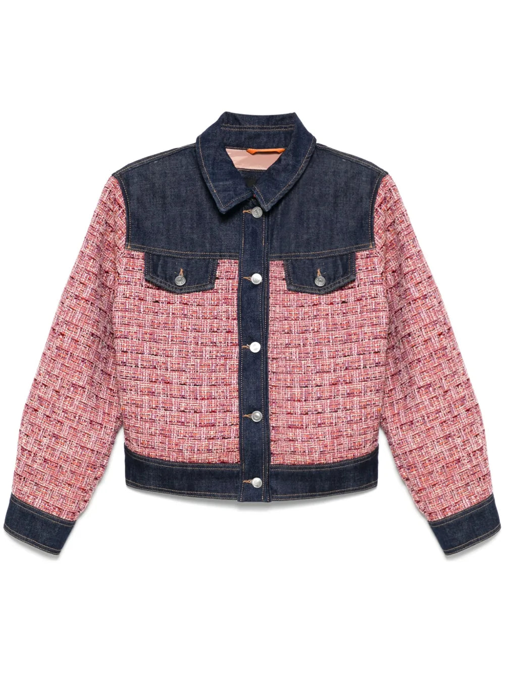 Denim-Panel Tweed Jacket