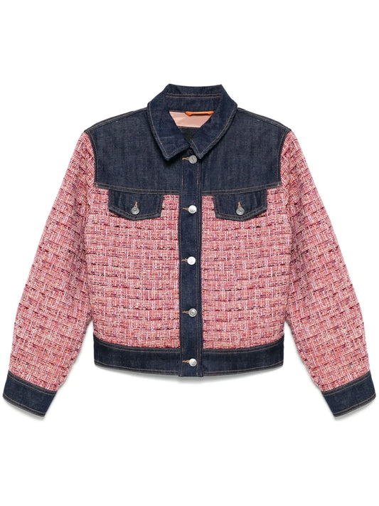 Denim-Panel Tweed Jacket