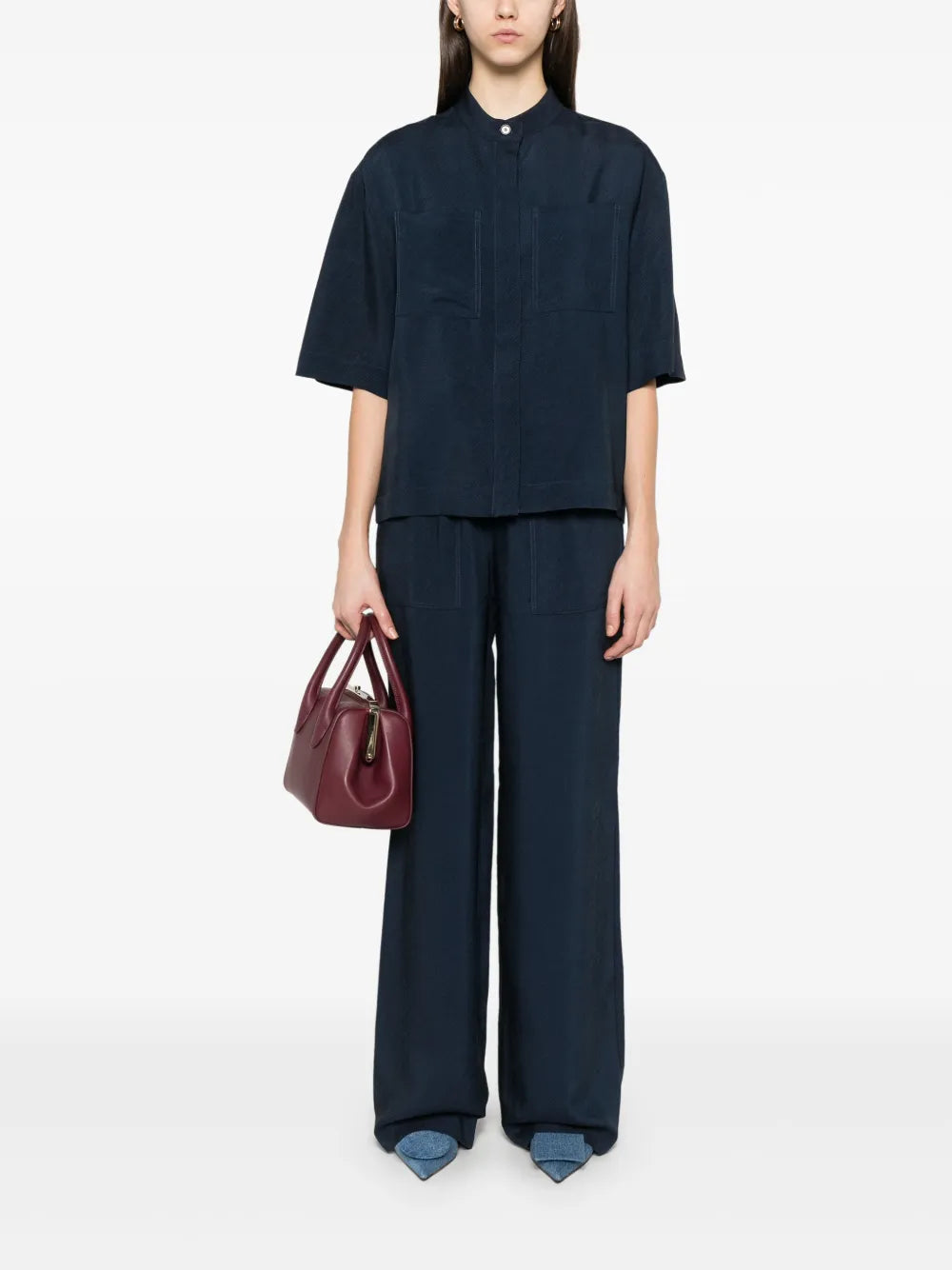 Twill Wide-Leg Trousers