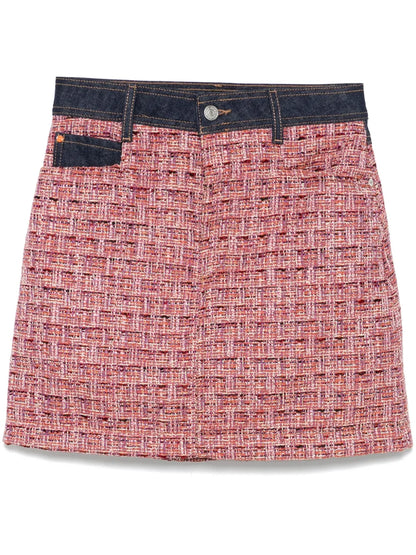 A-Line Denim-Trim Mini Skirt
