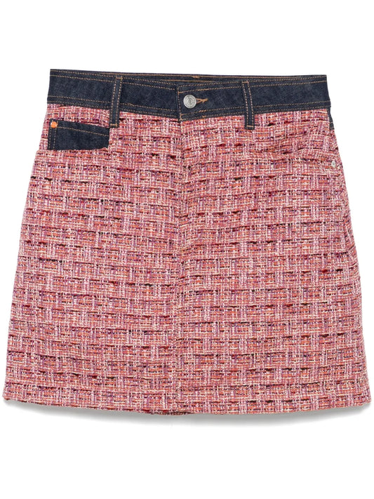 A-Line Denim-Trim Mini Skirt
