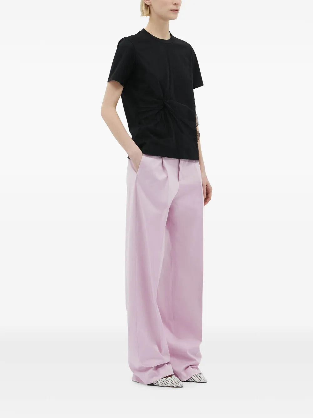 Gathered Cotton T-Shirt