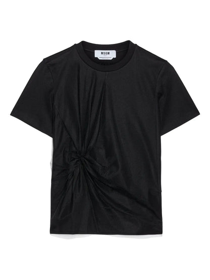 Gathered Cotton T-Shirt