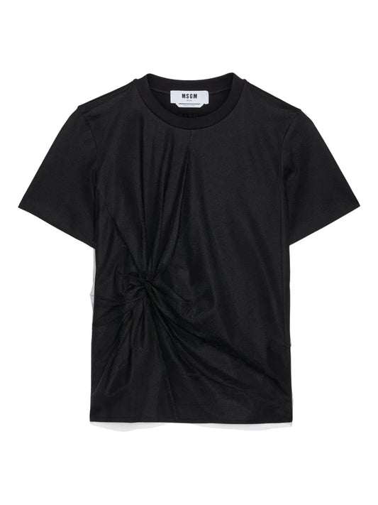 Gathered Cotton T-Shirt