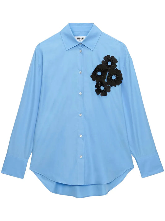 Floral-Appliqué Shirt