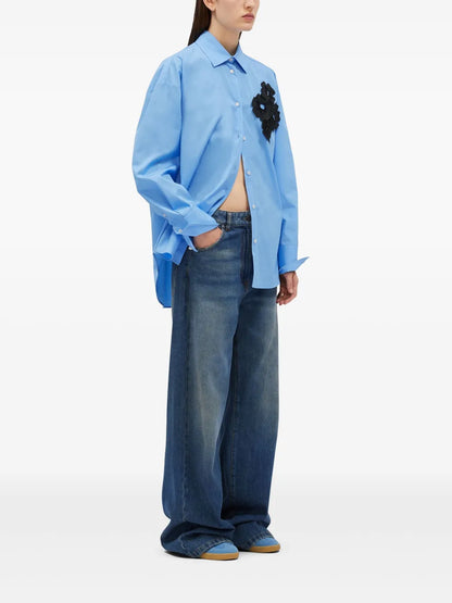 Floral-Appliqué Shirt