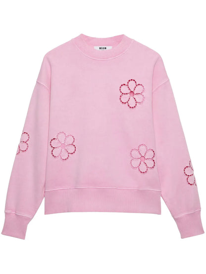 Embroidered-Flower Sweatshirt