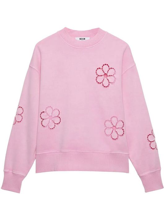 Embroidered-Flower Sweatshirt