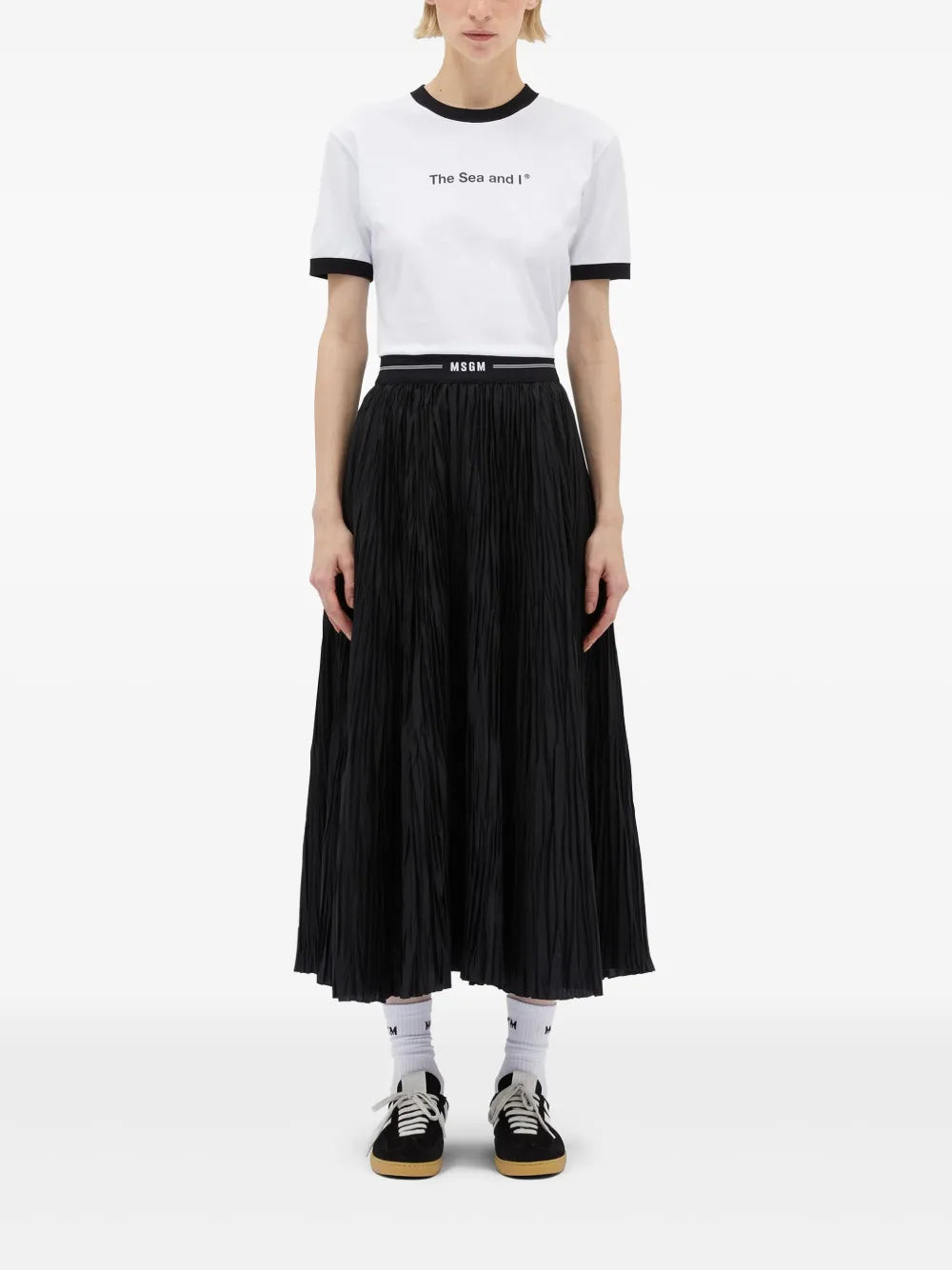 Logo-Waistband Midi Skirt