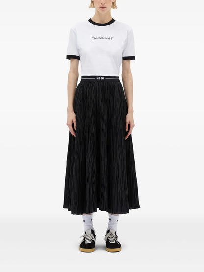 Logo-Waistband Midi Skirt