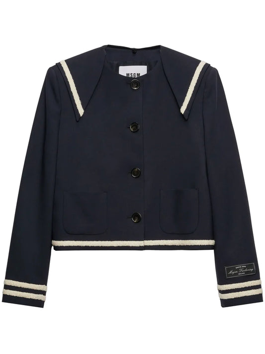 Contrasting-Trim Jacket