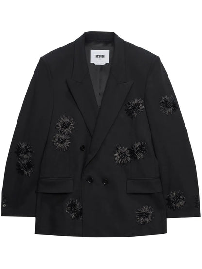 Floral-Appliqué Blazer