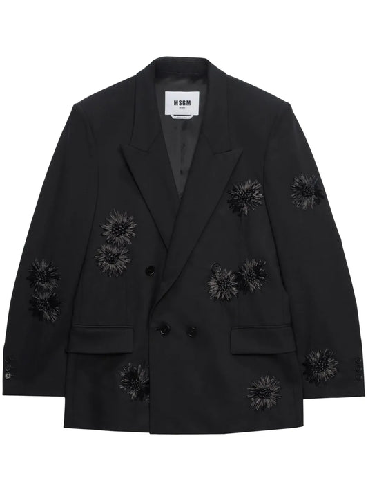 Floral-Appliqué Blazer