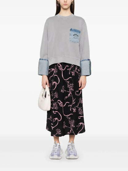 Floral-Print Midi Skirt