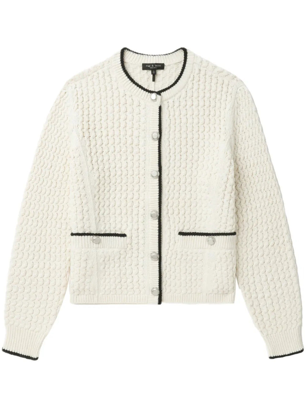 Contrasting-Trim Cardigan