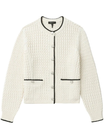 Contrasting-Trim Cardigan