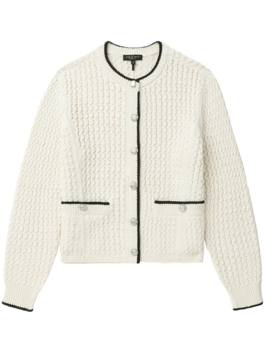 Contrasting-Trim Cardigan
