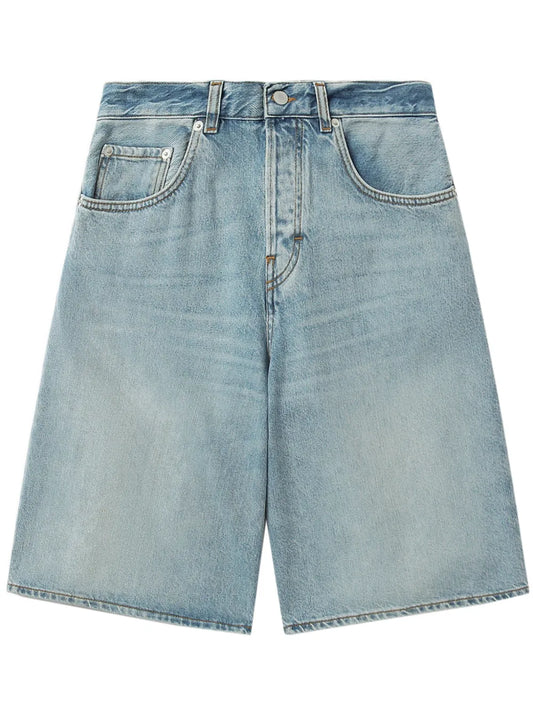 Wide-Leg Denim Shorts