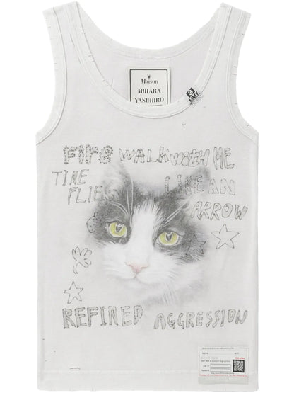 Cat-Print Tank Top