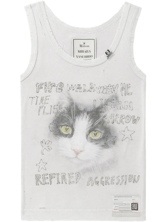 Cat-Print Tank Top