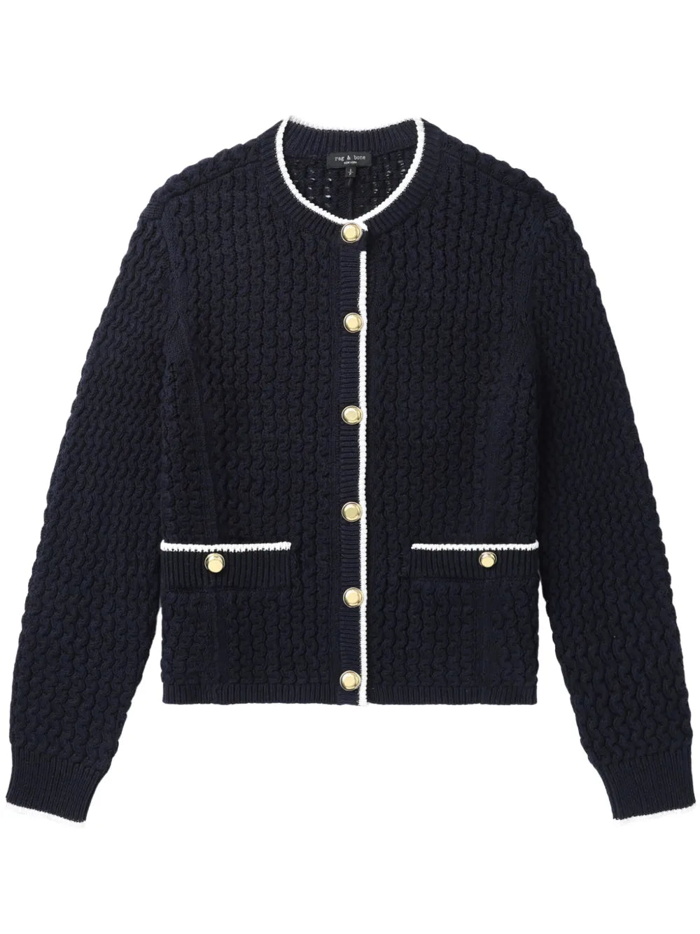 Contrasting-Trim Cardigan