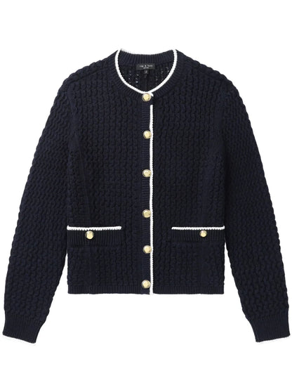 Contrasting-Trim Cardigan