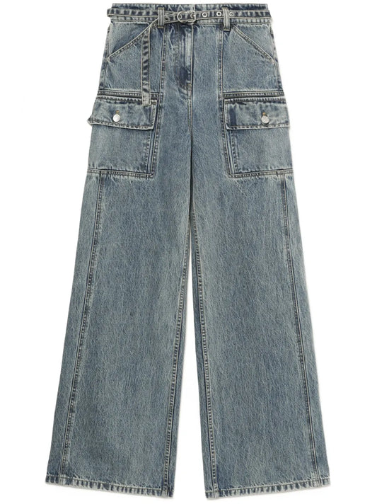 Belted Wide-Leg Jeans