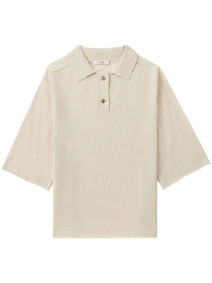 Fine-Knit Polo Top