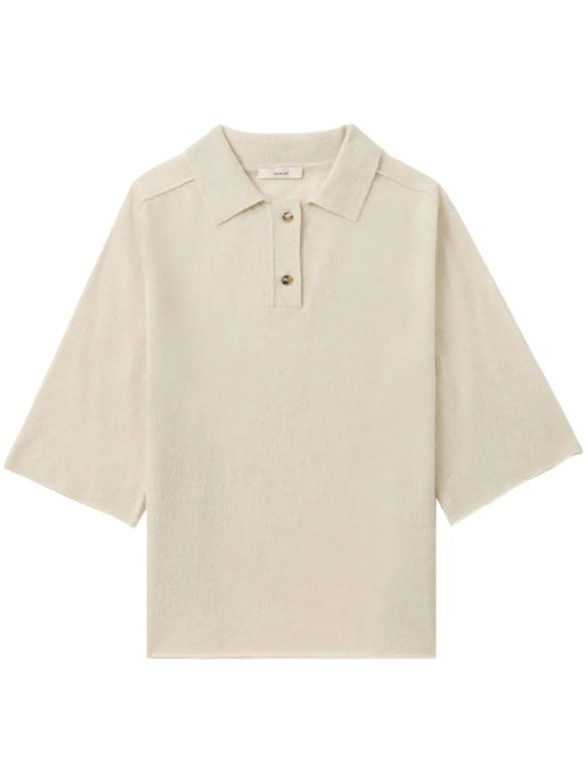 Fine-Knit Polo Top