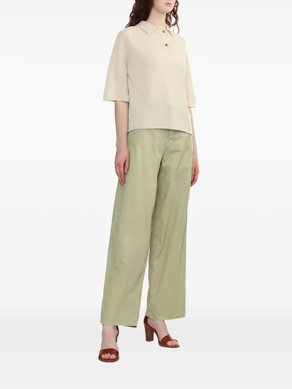 Fine-Knit Polo Top
