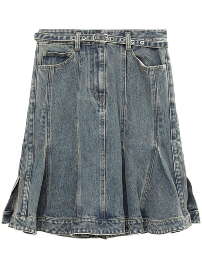 Belted Denim Skirt