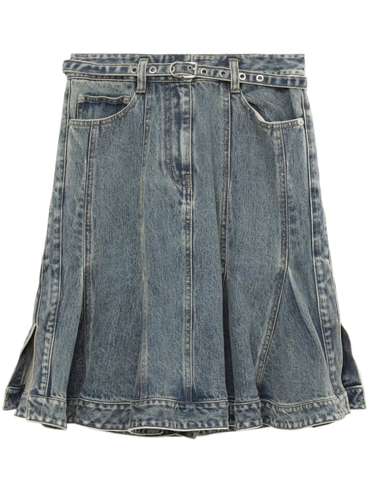 Belted Denim Skirt
