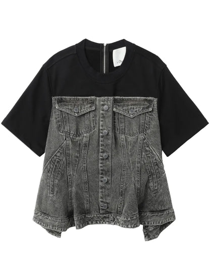 Flounce Denim Top