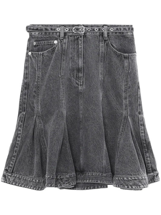 Belted Denim Skirt