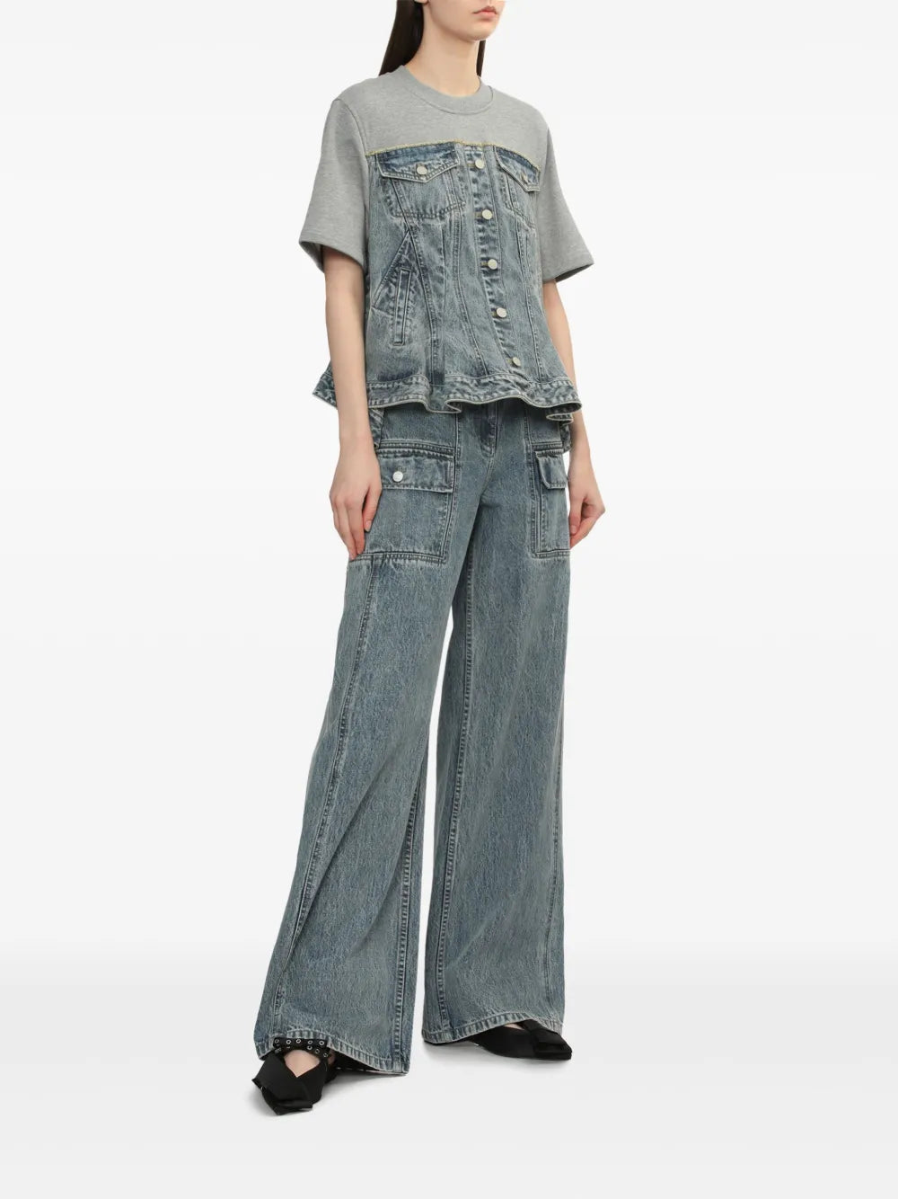 Flounce Denim Top