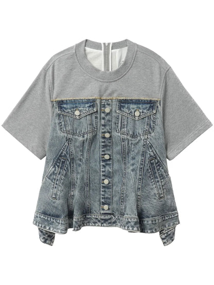 Flounce Denim Top