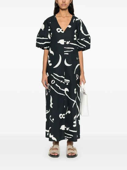 Abstract-Print Maxi Dress