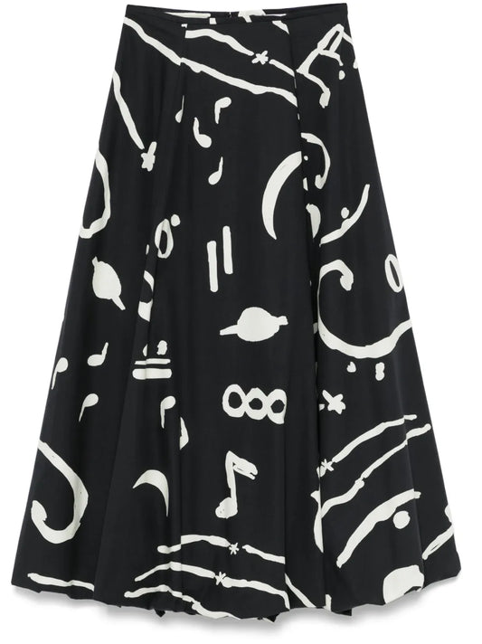 Abstract-Print Maxi Skirt