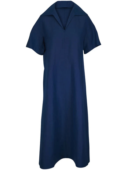 Spread-Collar Maxi Dress