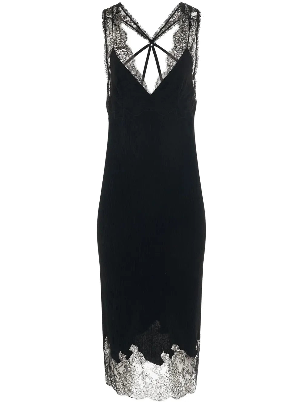 Lace-Panel Midi Dress